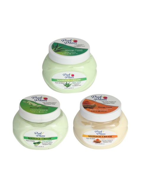 

Pink Plums Aloe Vera-Cucumber & Haldi Chandan Face & Body Massage Cream 750 ml, Multi