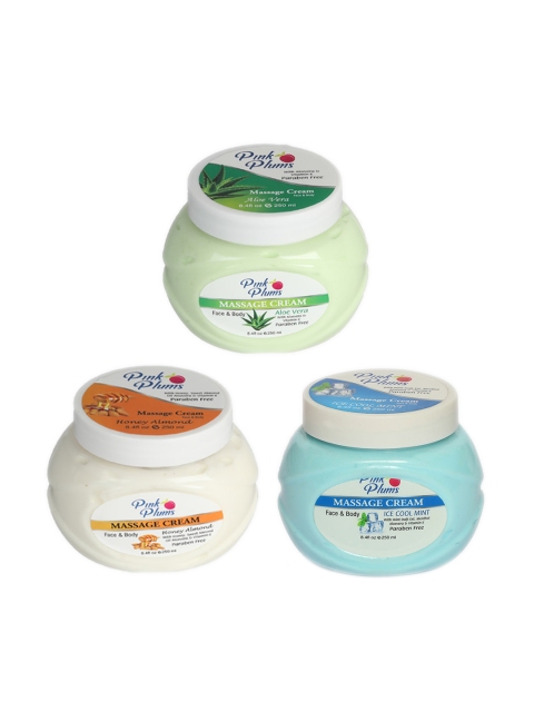 

Pink Plums Set of 3 Aloevera Honey Almond Ice Cool Face & Body Massage Cream, Multi