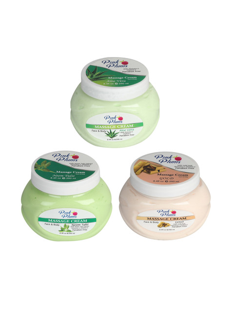 

Pink Plums Aloe Vera - Neem Tulsi - Gold Face & Body Massage Cream 750 ml, Green