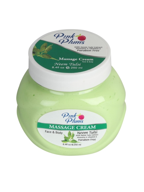 

Pink Plums Neem Tulsi Face & Body Massage Cream 250 ml, Green