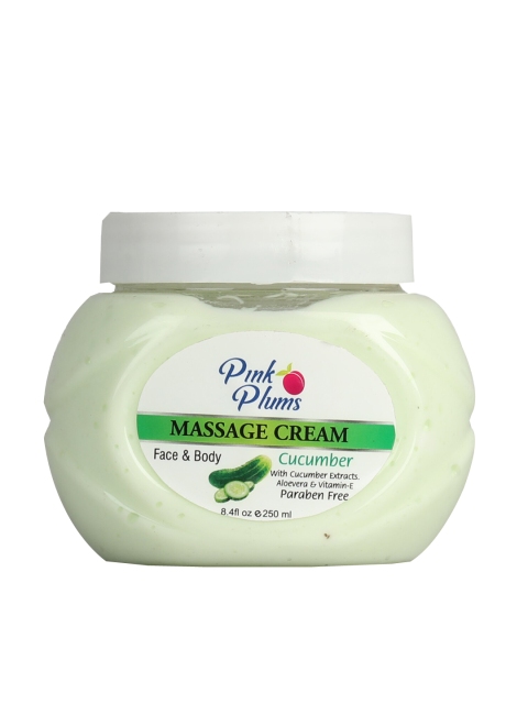 

Pink Plums Cucumber Face & Body Massage Cream - Paraben Free - 250 ml, Green