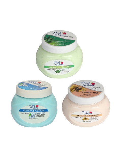

Pink Plums Pack of 3 Paraben Free Aloe Vera, Gold & Ice Cool Facial Kit, Multi