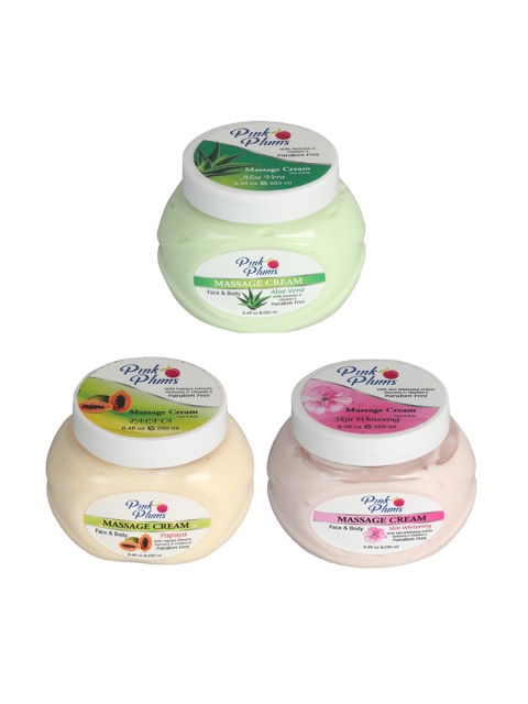 

Pink Plums Set of 3 Aloevera, Papaya & Skin whitening Cream-250ml Each, Multi