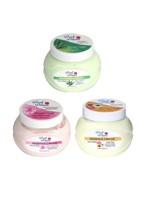 

Pink Plums Pack of 3 Anti-Tan Paraben Free Face Massage Creams, Multi