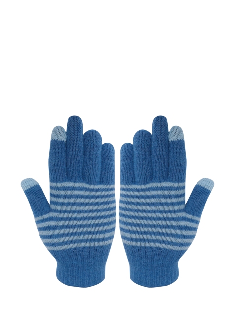 

LOOM LEGACY Women Blue Striped Hand Gloves