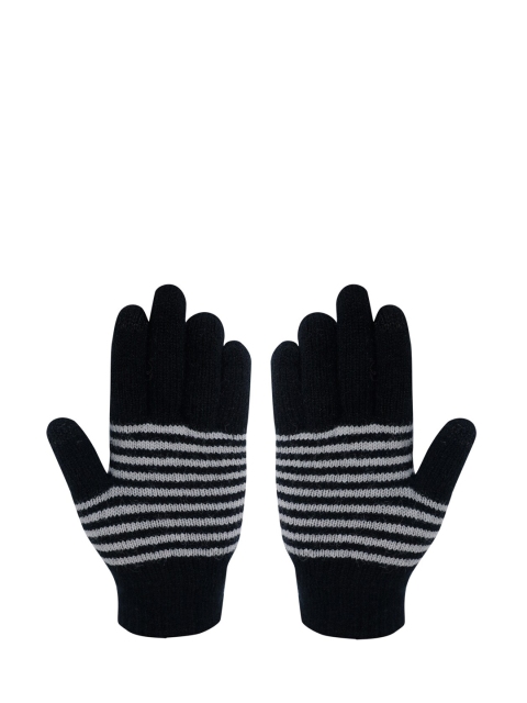 

LOOM LEGACY Women Black & White Striped Hand Gloves