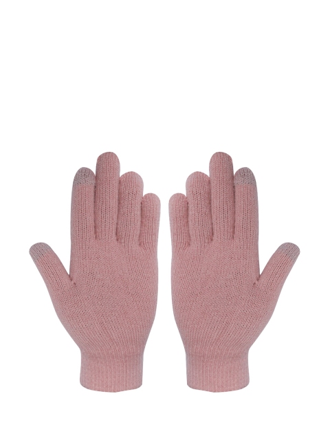 

LOOM LEGACY Women Pink Self Design Acrylic Hand Gloves