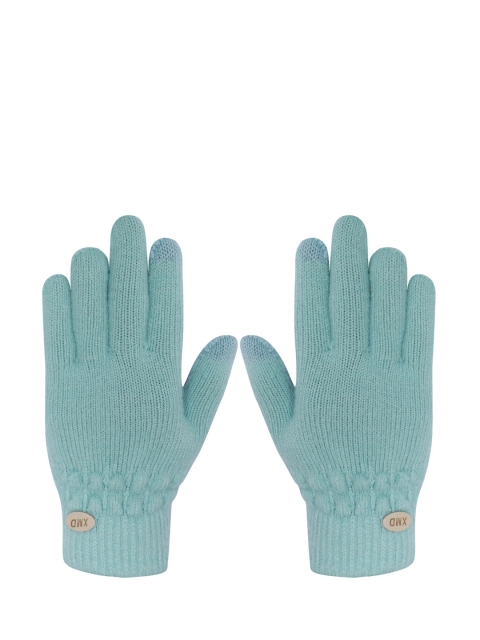 

LOOM LEGACY Women Turquoise Blue Patterned Hand Gloves