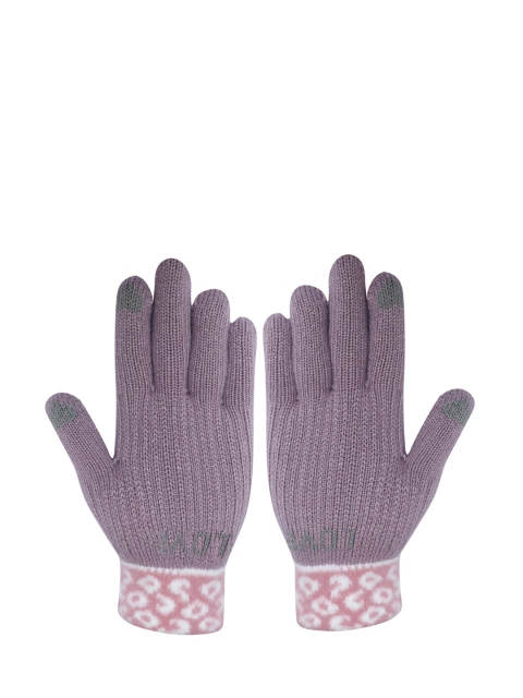 

LOOM LEGACY Women Mauve-Coloured & Pink Patterned Hand Gloves