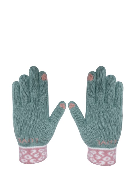 

LOOM LEGACY Women Green Patterned Acrylic Wool Hand Gloves