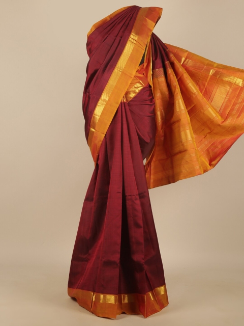 

Pothys Maroon & Orange Zari Pure Silk Saree