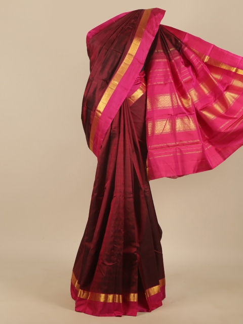 

Pothys Maroon & Pink Zari Pure Silk Saree