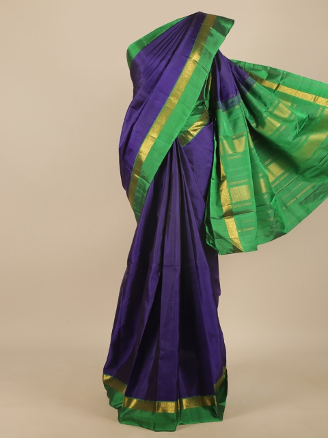 

Pothys Blue & Green Zari Pure Silk Saree