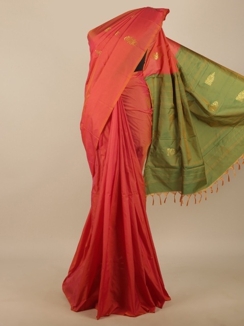 

Pothys Coral & Green Woven Design Art Silk Saree