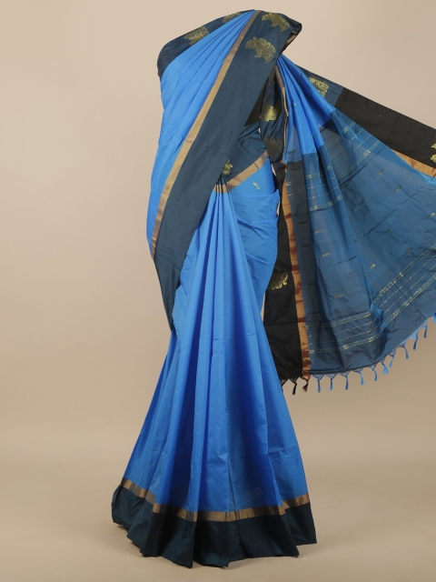 

Pothys Blue & Gold-Toned Zari Art Silk Saree
