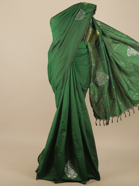 

Pothys Green & Silver-Toned Ethnic Motifs Art Silk Saree