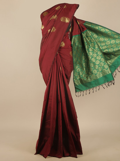 

Pothys Maroon & Green Ethnic Motifs Art Silk Saree