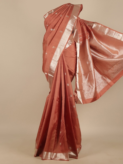 

Pothys Brown & Silver-Toned Ethnic Motifs Zari Pure Silk Saree