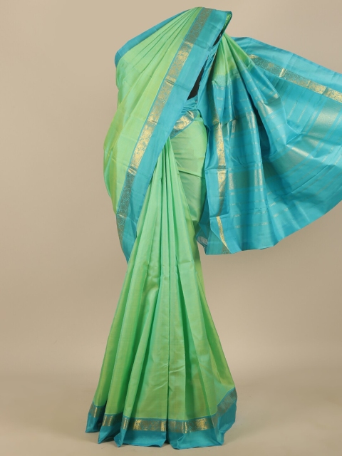 

Pothys Green & Gold-Toned Zari Pure Silk Saree