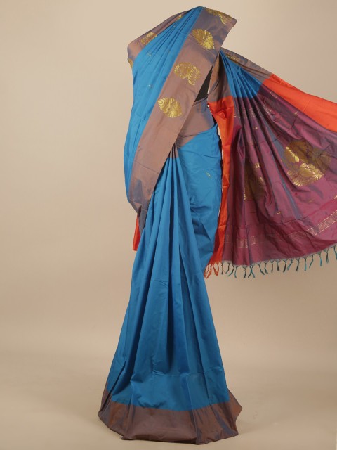 

Pothys Blue & Orange Woven Design Art Silk Saree