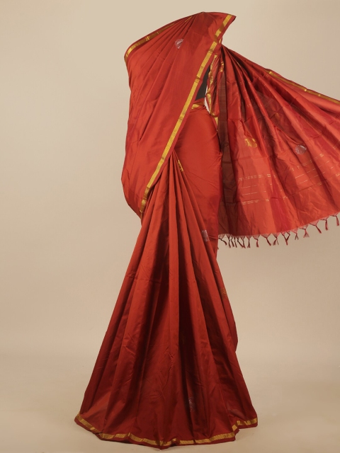 

Pothys Maroon & Gold-Toned Woven Design Art Silk Saree