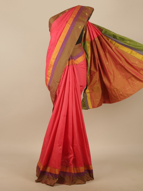 

Pothys Pink & Gold-Toned Ethnic Motifs Zari Art Silk Saree
