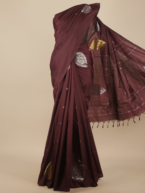 

Pothys Brown & Gold Woven Design Art Silk Saree
