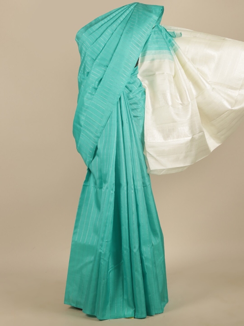 

Pothys Blue & White Woven Design Zari Pure Silk Saree