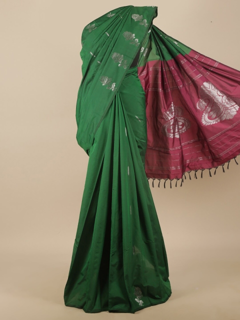 

Pothys Green & Magenta Ethnic Motifs Art Silk Saree