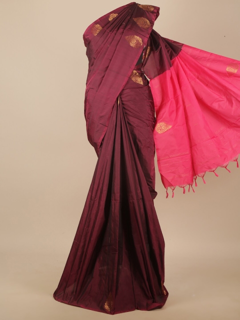 

Pothys Magenta & Gold-Toned Woven Design Zari Art Silk Saree