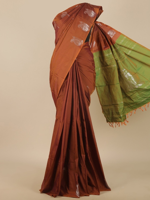 

Pothys Brown & Green Ethnic Motifs Zari Art Silk Saree