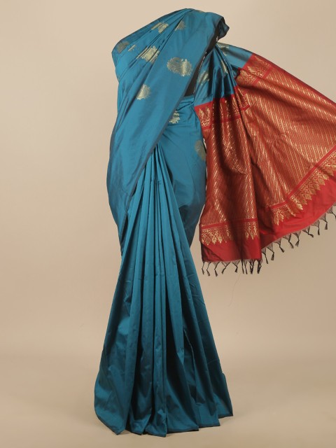 

Pothys Blue & Red Woven Design Zari Art Silk Saree