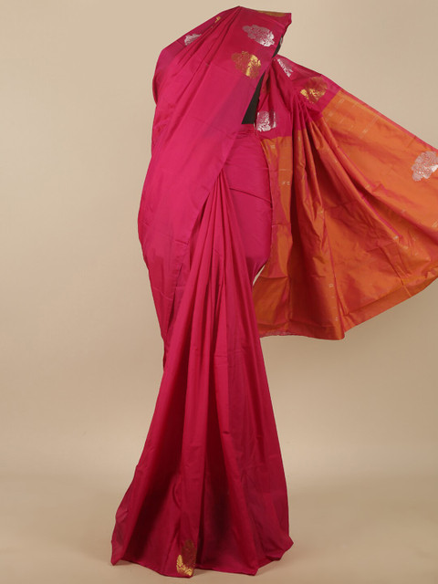 

Pothys Pink & Orange Ethnic Motifs Art Silk Saree