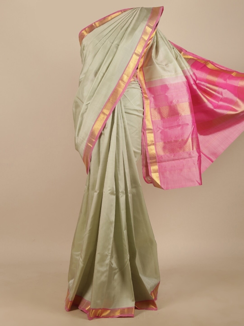 

Pothys Pastel Green & Pink Zari Pure Silk Saree