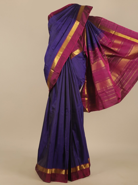 

Pothys Blue & Purple Zari Pure Silk Saree