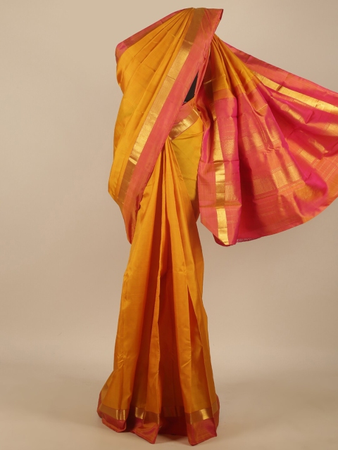 

Pothys Yellow & Gold-Toned Zari Pure Silk Saree