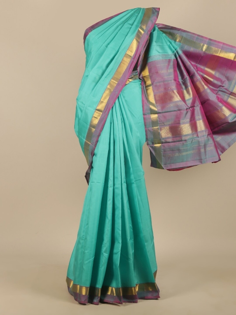 

Pothys Blue & Gold-Toned Zari Pure Silk Saree