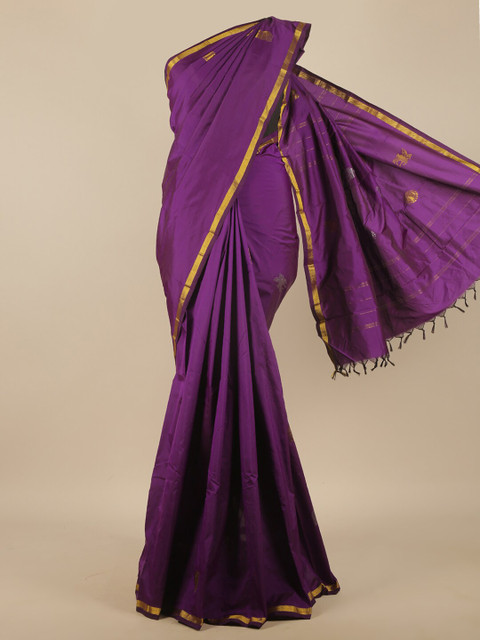 

Pothys Purple & Gold-Toned Woven Design Zari Art Silk Saree