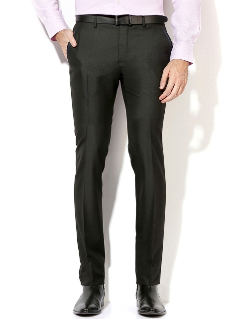 

V Dot by Van Heusen Men Charcoal Grey Skinny Fit Flat-Front Trousers
