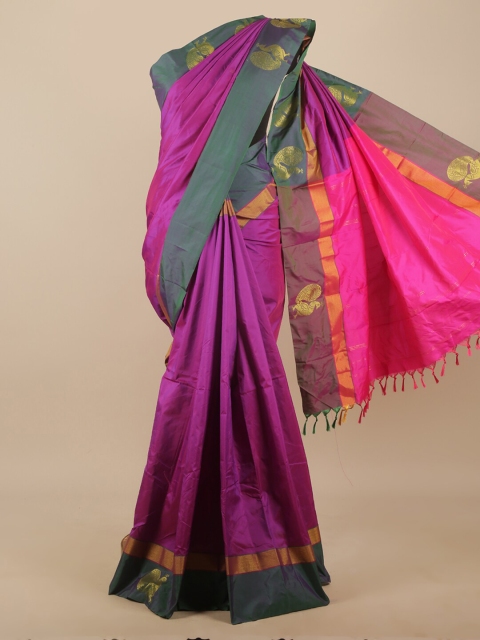 

Pothys Violet & Green Ethnic Motifs Art Silk Saree