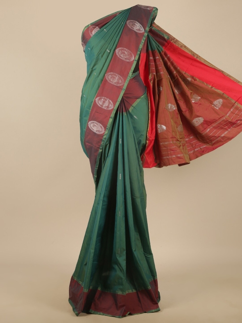 

Pothys Green & Red Ethnic Motifs Zari Art Silk Saree