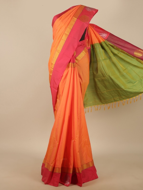 

Pothys Orange & Green Ethnic Motifs Zari Art Silk Saree