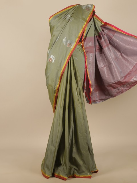 

Pothys Green & Red Ethnic Motifs Zari Art Silk Saree