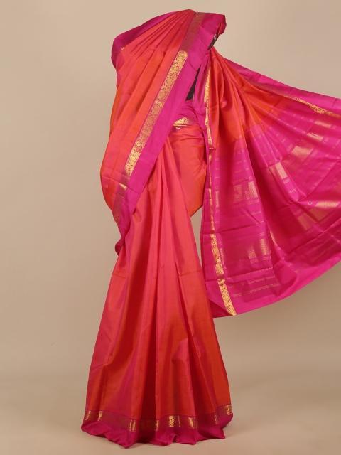 

Pothys Red & Gold-Toned Zari Pure Silk Saree