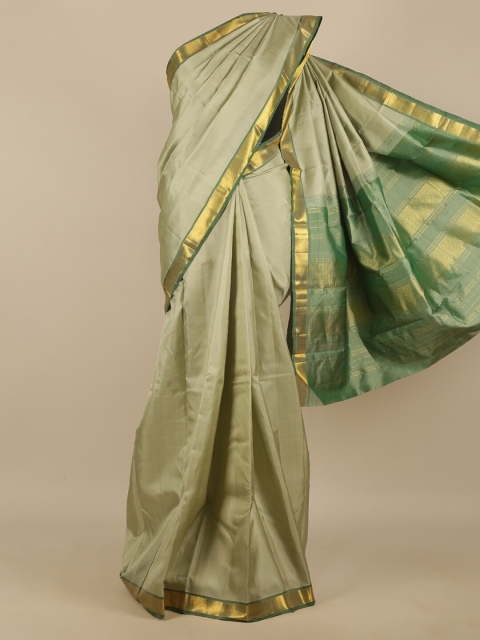 

Pothys Green & Gold-Toned Zari Pure Silk Saree