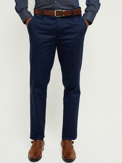

max Men Navy Blue Chinos Trousers