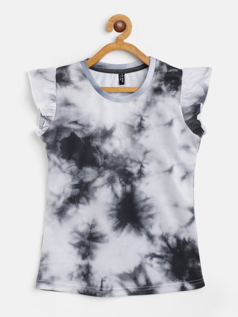 

GAME BEGINS Girls White & Black Tie and Dye Top