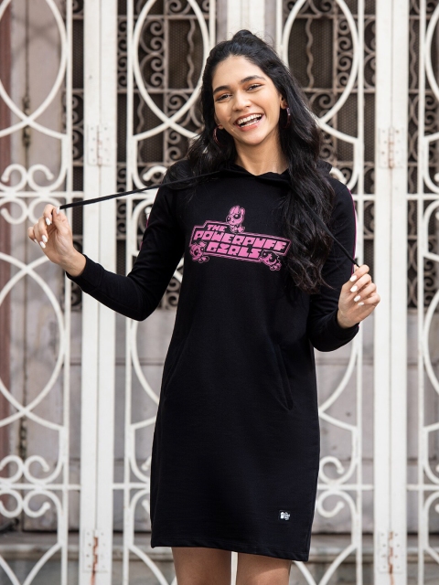 

The Souled Store Black Cotton T-shirt Dress