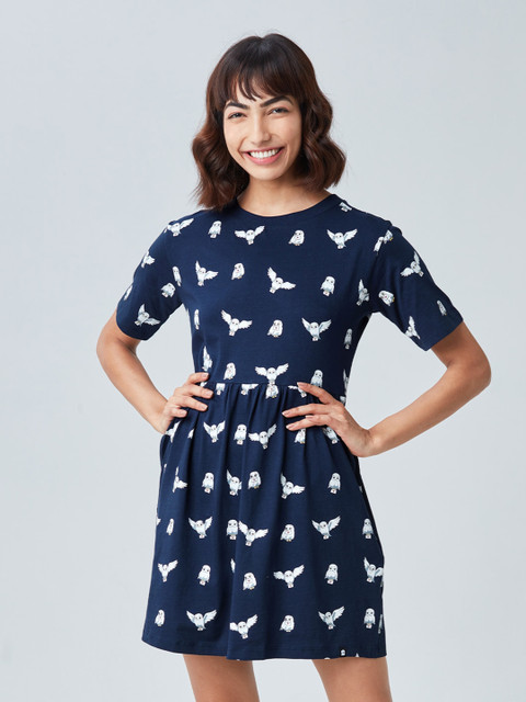 

The Souled Store Blue Printed Mini Dress