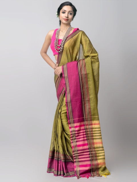 

Unnati Silks Green & Pink Pure Cotton Kanjeevaram Saree